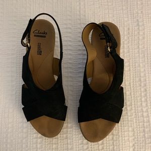 Clarks Black Wedge size 8